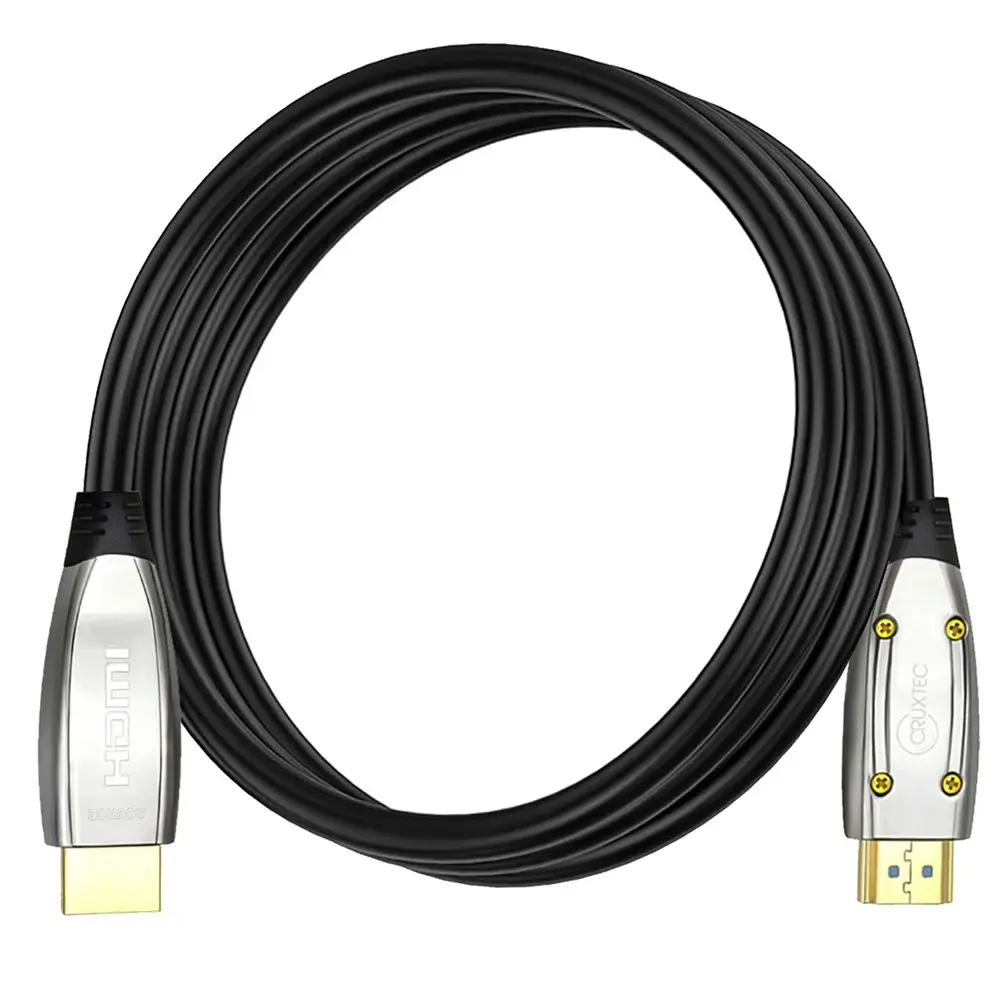 Cruxtec HDMI 2.1 8K Ultra-HD Active Optical Fiber Male Cable 30m 48Gbps Silver