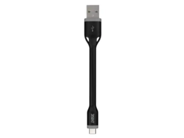 3sixT Clip & Sync 10cm USB-A to USB-C Cable Cord Connector For Smartphones Black