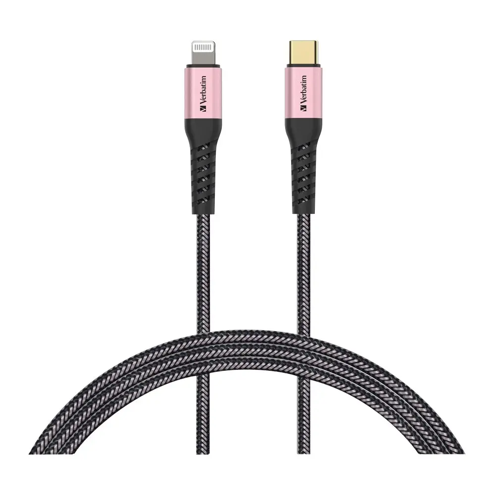 Verbatim 1.2m Type C to Lightning MFI-Certified Cable with Kevlar Rose Gold