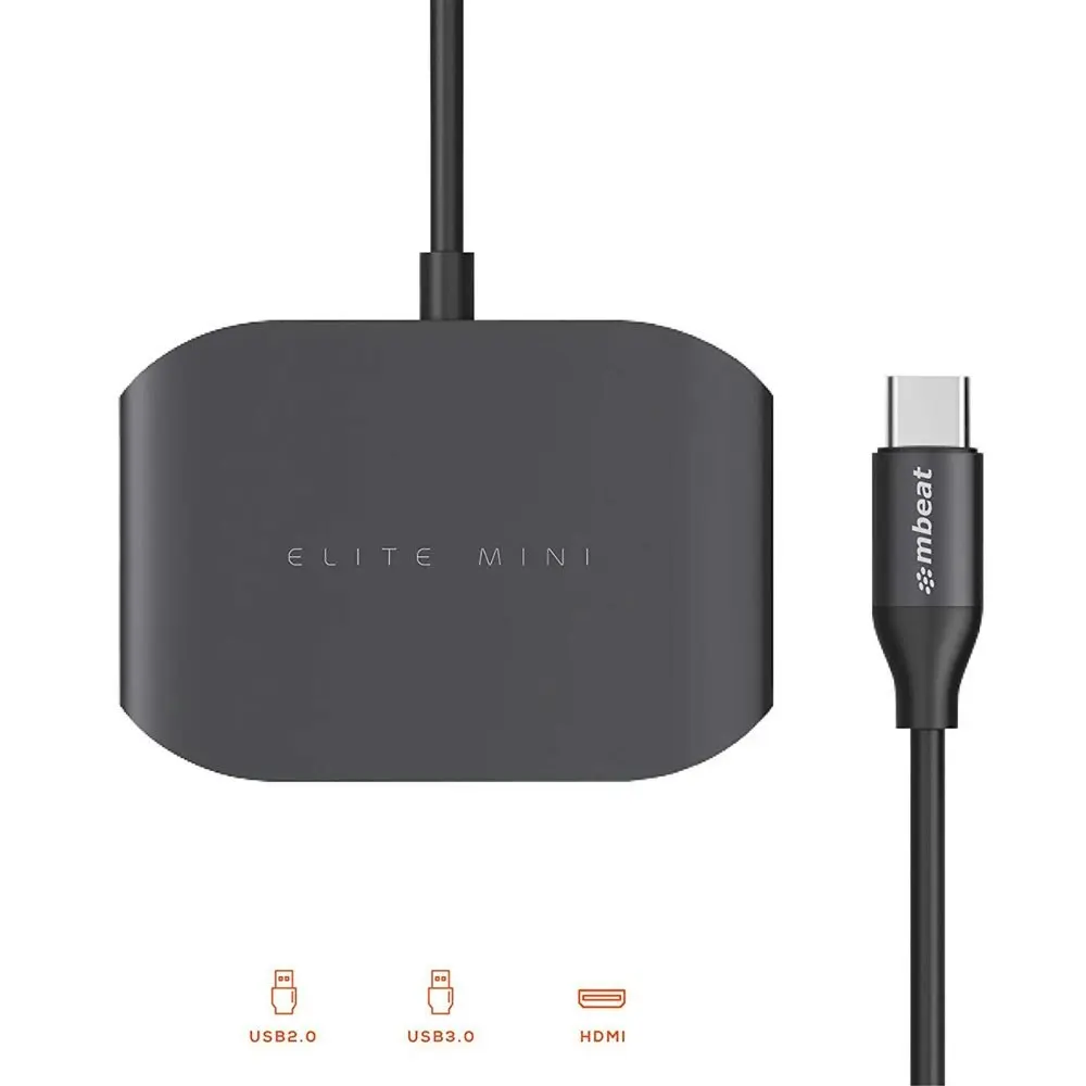 mBeat Elite Mini - USB-C to 4K HDMI/USB-A 2.0/USB-A 3.0 Adapter Hub/Splitter