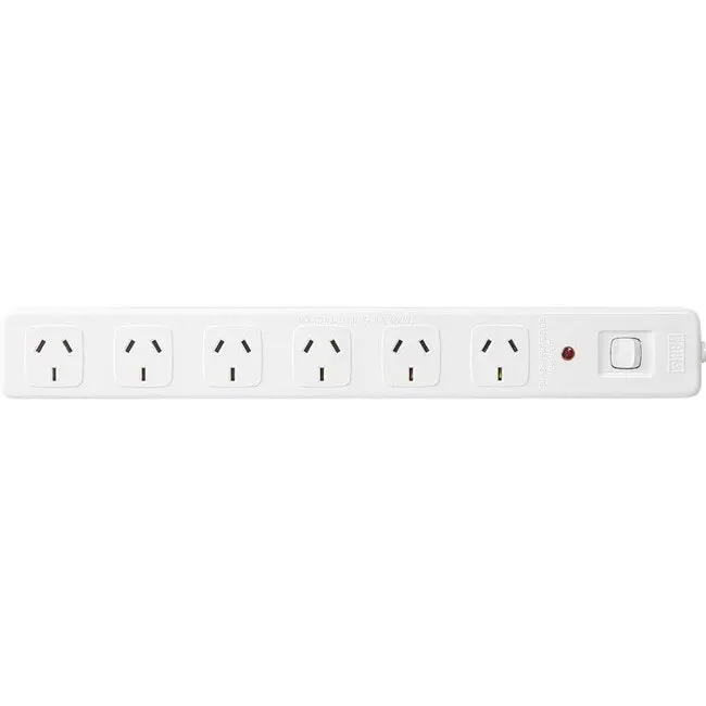 HPM D105MS6WE4 Outlets Master Switch 2400W 10A Power Board w/ 3m Cord White