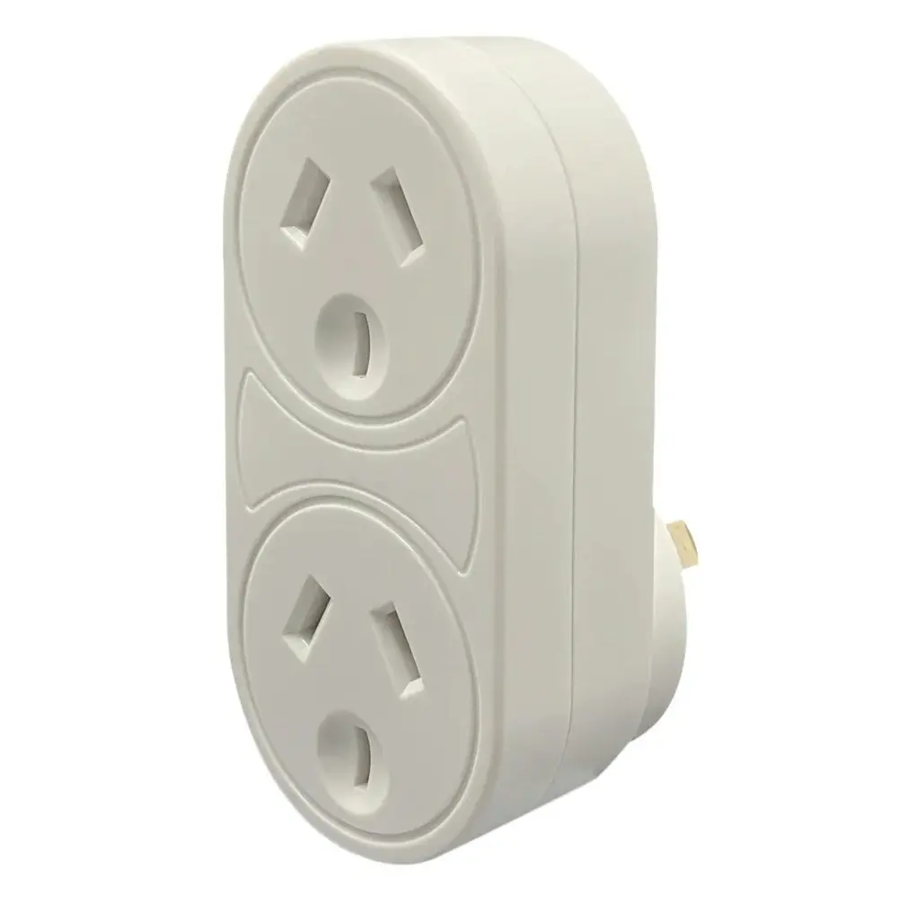 Jackson Double Power Wall Adapter AU/NZ Socket Outlet Surge Protection White