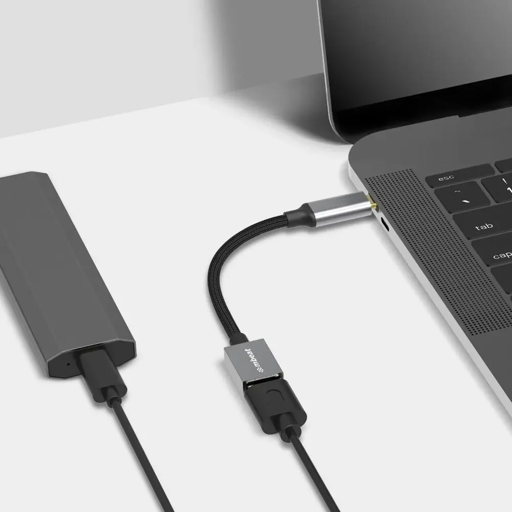 mBeat Tough Link Male USB-C To Female USB 3.0 Adapter Connector Cord Space Grey