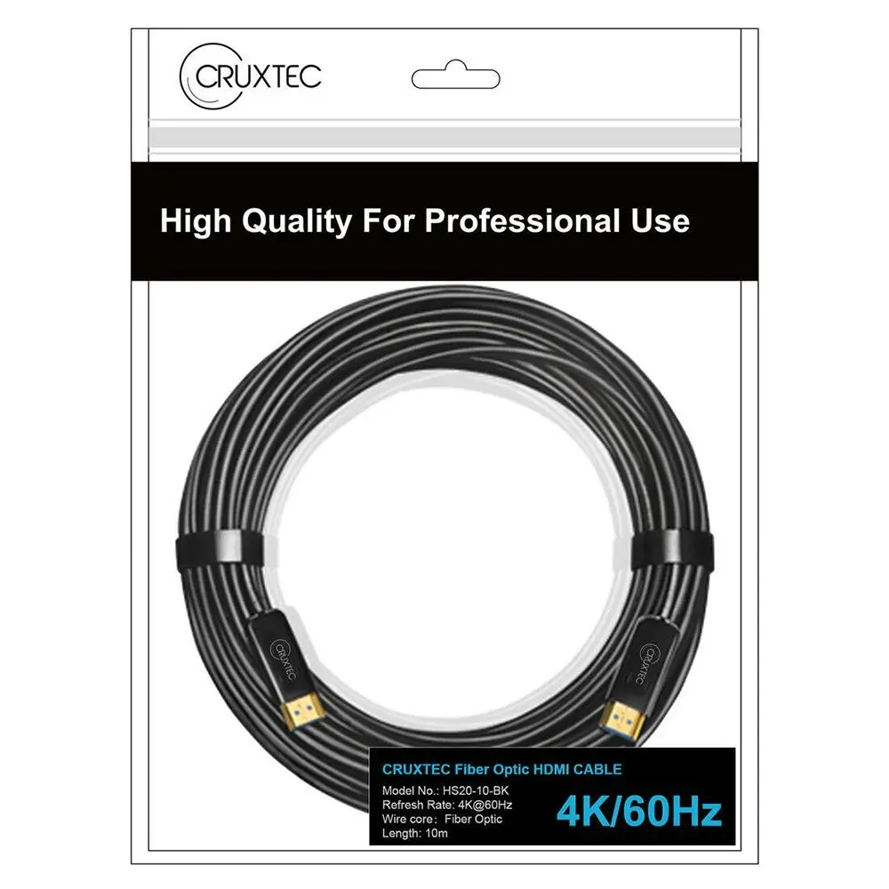 Cruxtec 5m HDMI 2.0 4K/60Hz Ultra-HD 18Gbps Male to Male Optical Fibre Cable