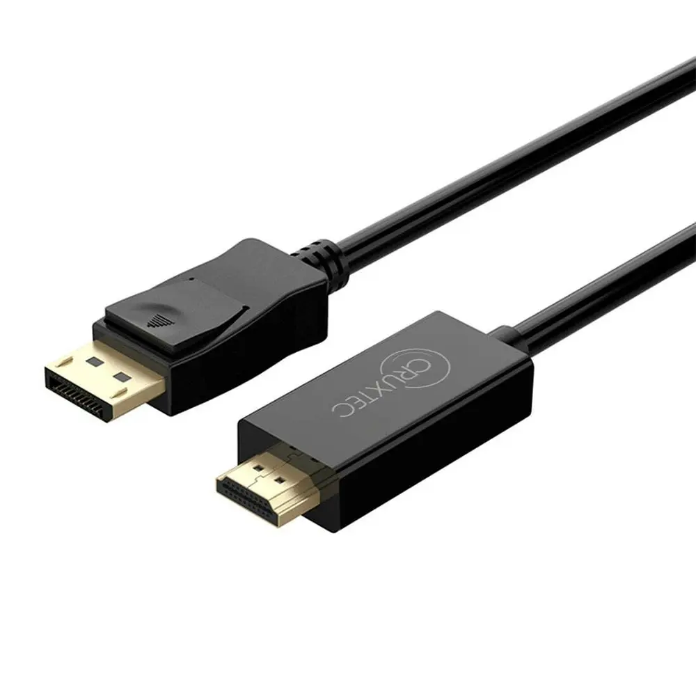 Cruxtec Gold Plated Displayport Male to HDMI 2.0 Male 2m Cable 4K/30Hz Black