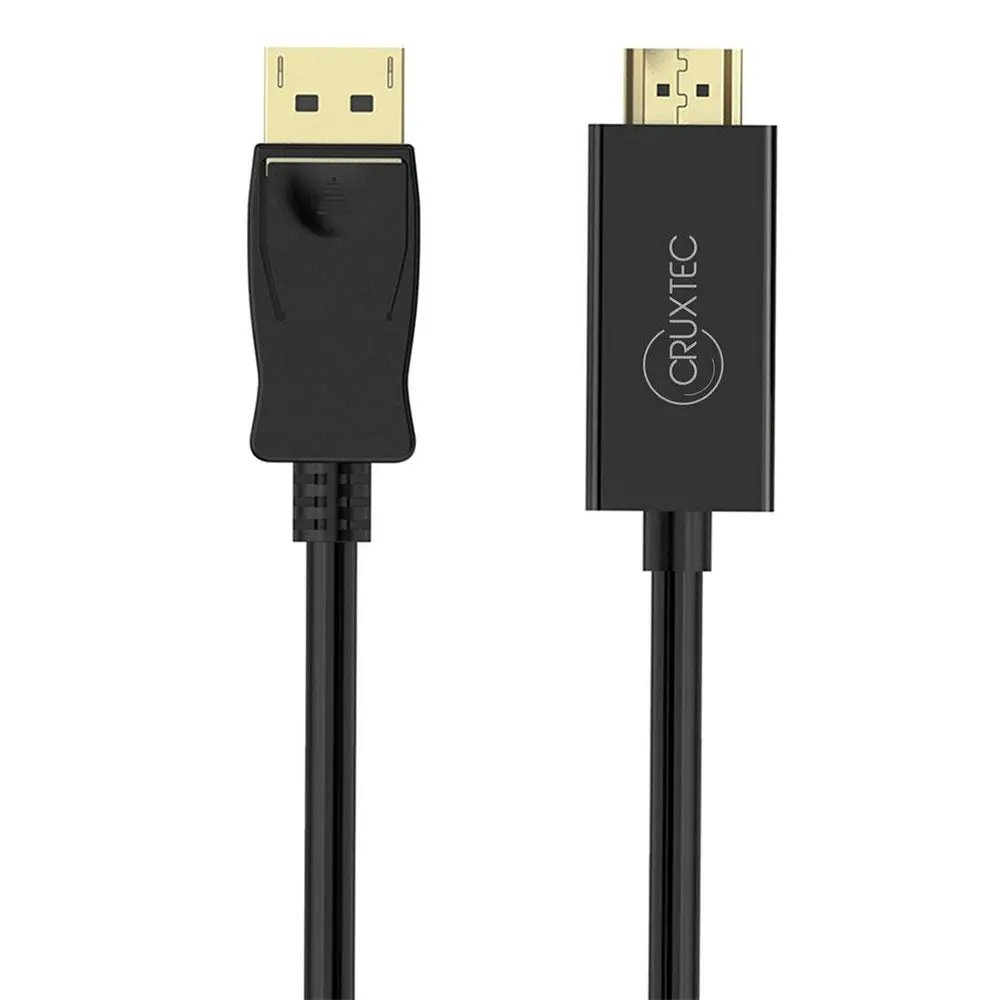 Cruxtec Gold Plated Displayport Male to HDMI 2.0 Male 2m Cable 4K/30Hz Black