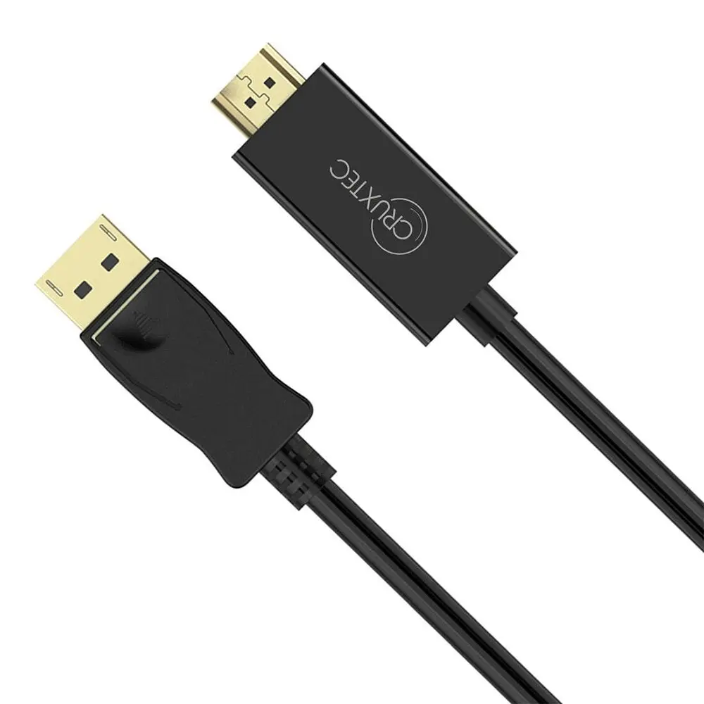 Cruxtec Gold Plated Displayport Male to HDMI 2.0 Male 2m Cable 4K/30Hz Black