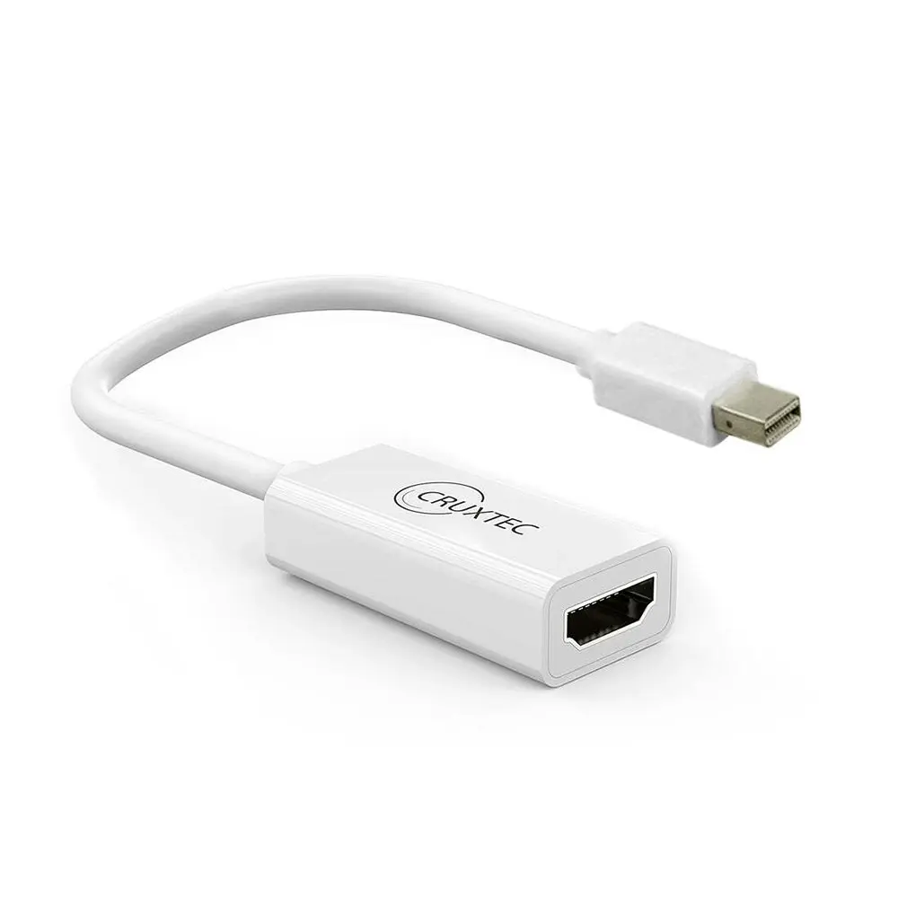 Cruxtec Mini DisplayPort Male to HDMI Female 20cm Cable Adapter 4K/30Hz White