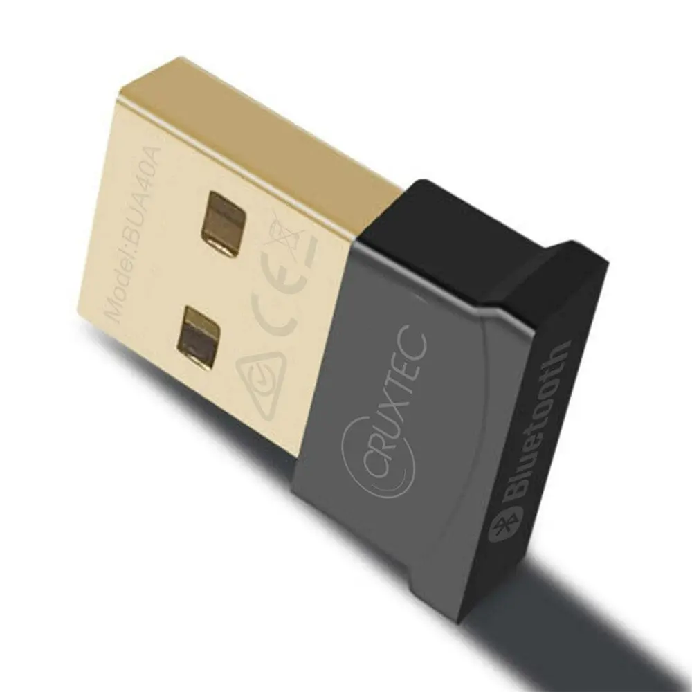 Cruxtec Gold Plated Bluetooth Dongle 4.0 Nano USB Adapter For PC/Laptop Black