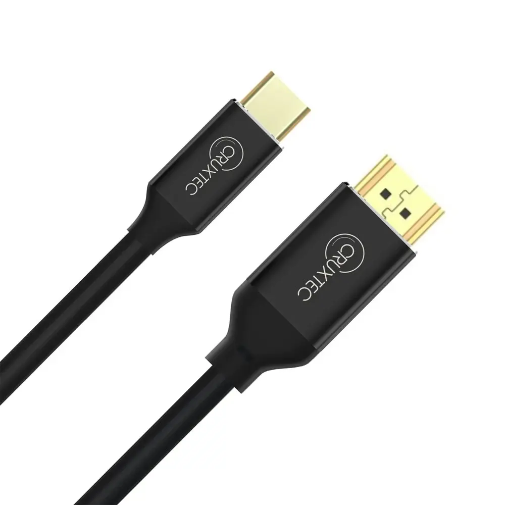 Cruxtec CH8K-01-BK Black USB-C Male To HDMI Male Cable 8K 1m Gold Plated