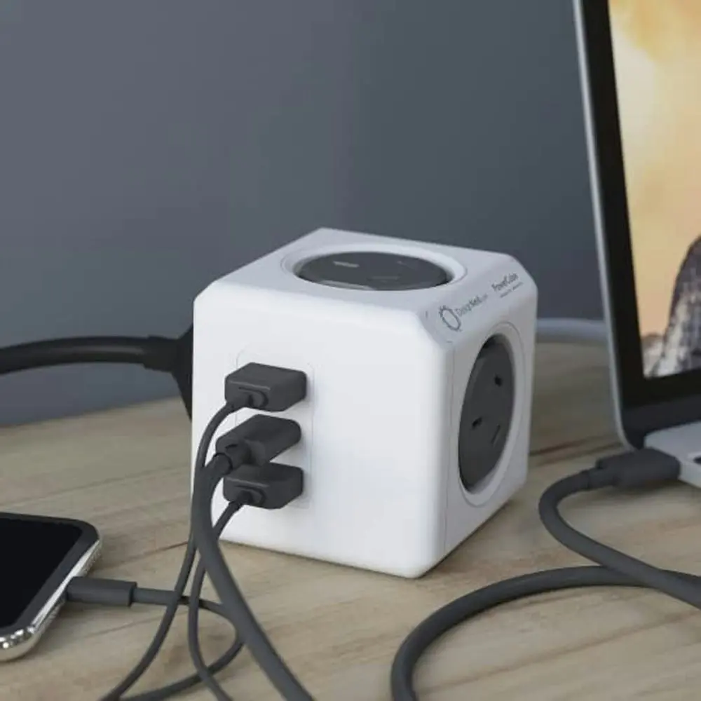 Design Nest Allocacoc Multiport Quick Charging PowerCube AU/NZ Plug Socket Grey