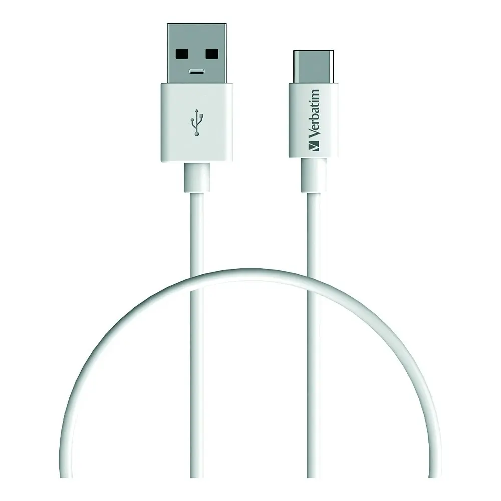 Verbatim Charge & Sync USB to USB-C Soft Touch Rubber Durable Cable 50cm - White