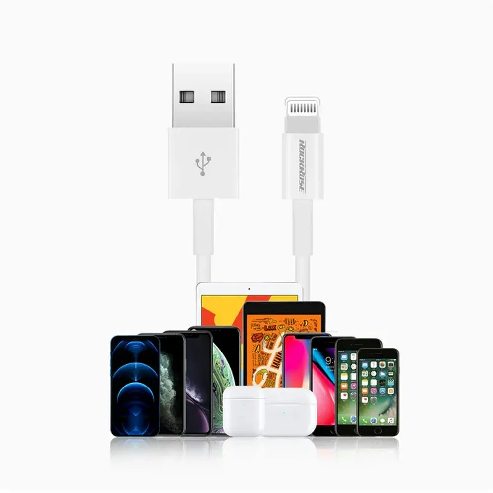 RockRose Ivory AL 1m 2.4A USB-A to Lightning MFI-Certified Cable For Apple