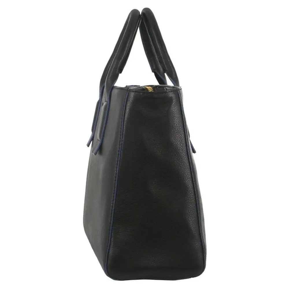 Pierre Cardin Italian Leather Women's/Ladies Double Handle Tote Carry Bag Black