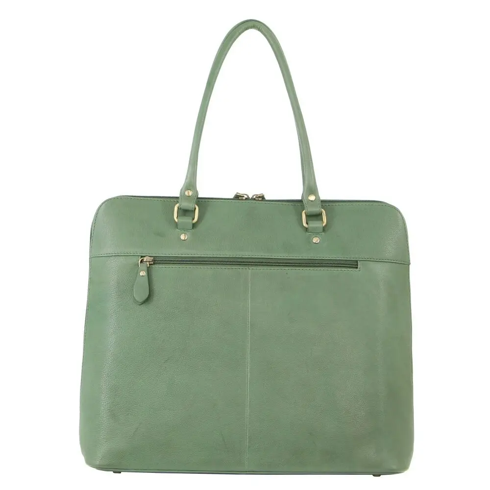 Pierre Cardin Herringbone Leather Large Women's/Ladies 13" Business Bag Green