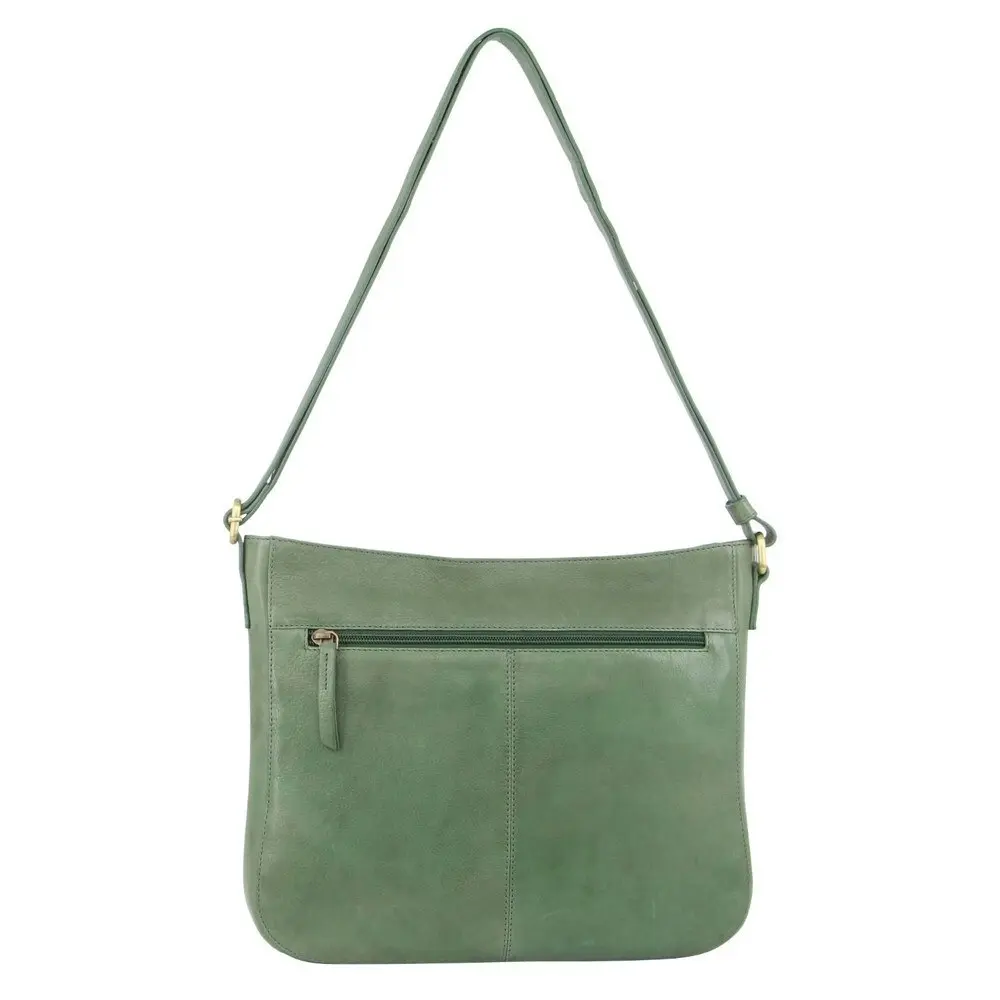 Pierre Cardin Large Woven Embossed Leather Women's/Ladies Cross Body Bag Green