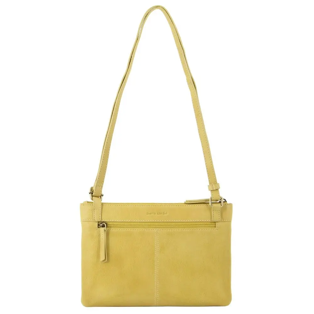 Pierre Cardin Herringbone Leather Women's/Ladies Shoulder Cross Body Bag Yellow