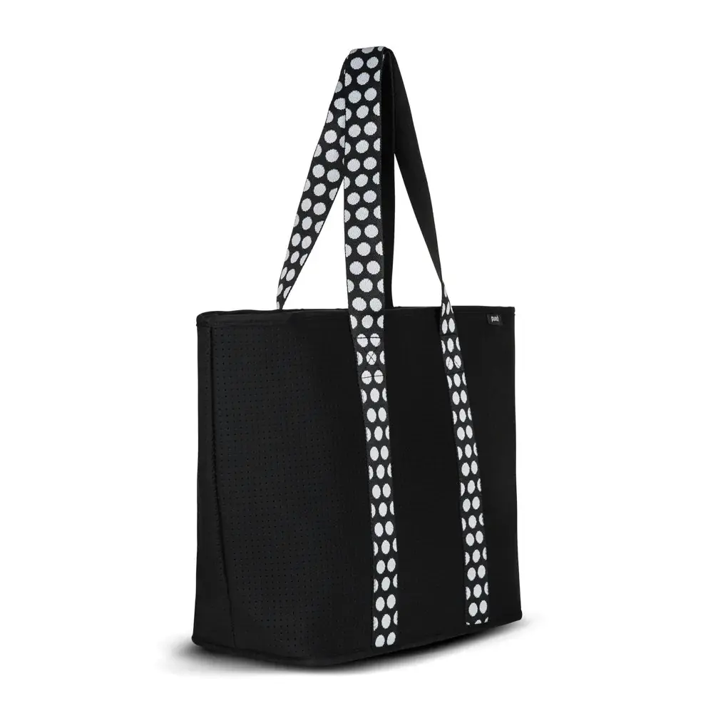 Punch Premium Neoprene Handbag/Tote/Travel Bag Explorer Zip-Up Black/White Spot