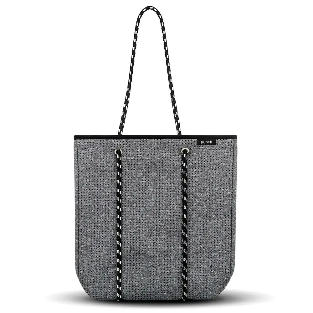 Punch Neoprene Premium Zip-Up Portable 34cm Tote Bag Shoulder Handbag Marle Grey