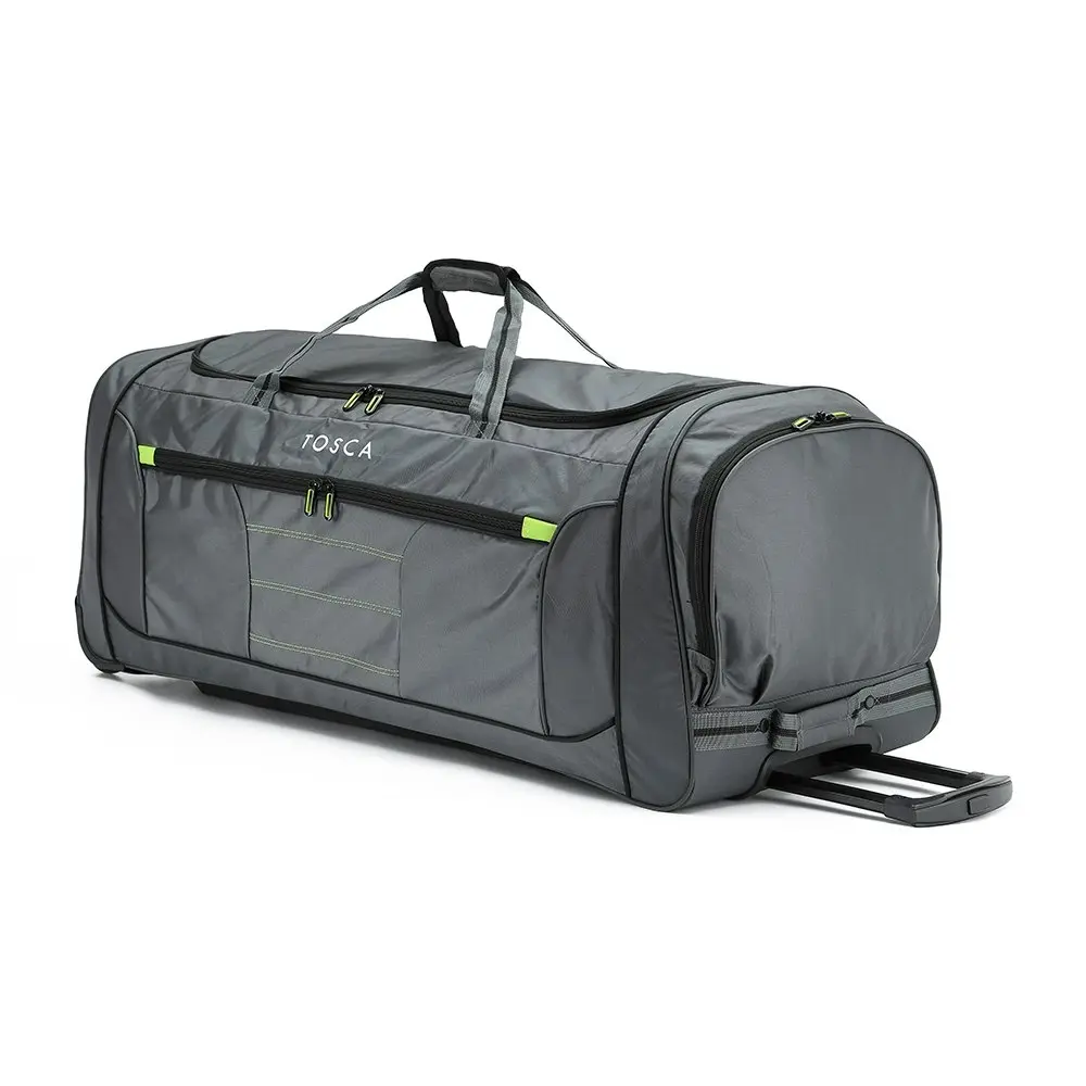 Tosca 80L/70cm Wheel Sports Duffle Bag Medium Travel Carry Luggage Grey/Lime