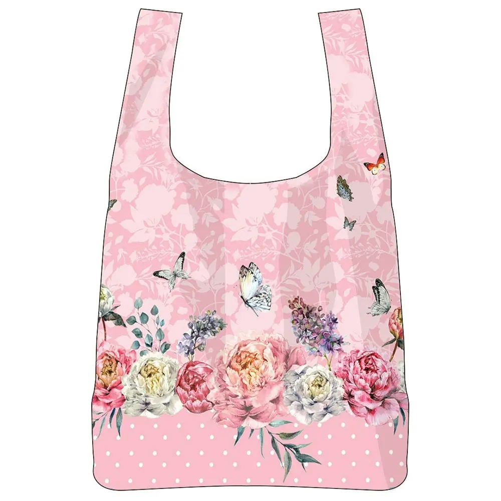 2PK Roses & Butterlifes Floral Decorative Botanical Pink Casual Tote Bag 65cm