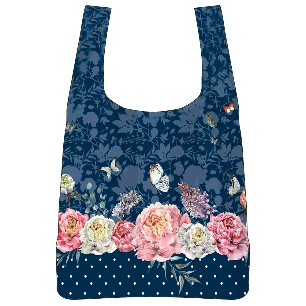 2PK Roses & Butterlifes Navy Floral Decorative Botanical Casual Tote Bag 65cm