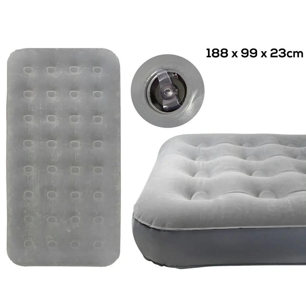 Wildtrak Twin Air Bed Portable Camping Outdoor Inflatable Sleeping Mattress Grey