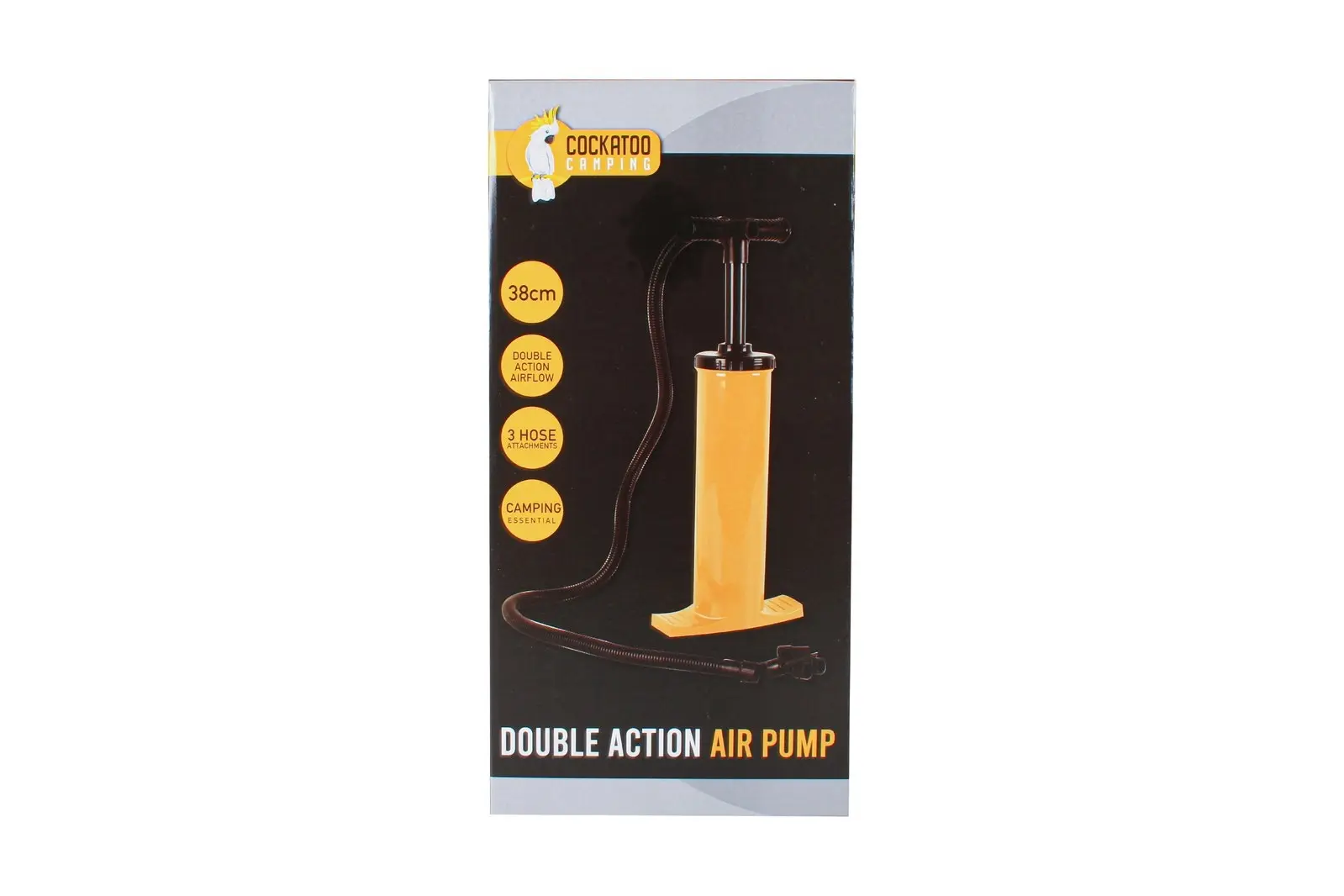 Cockatoo Camping 38cm Double Action Hand Air Pump For Mattress/Inflatable Yellow