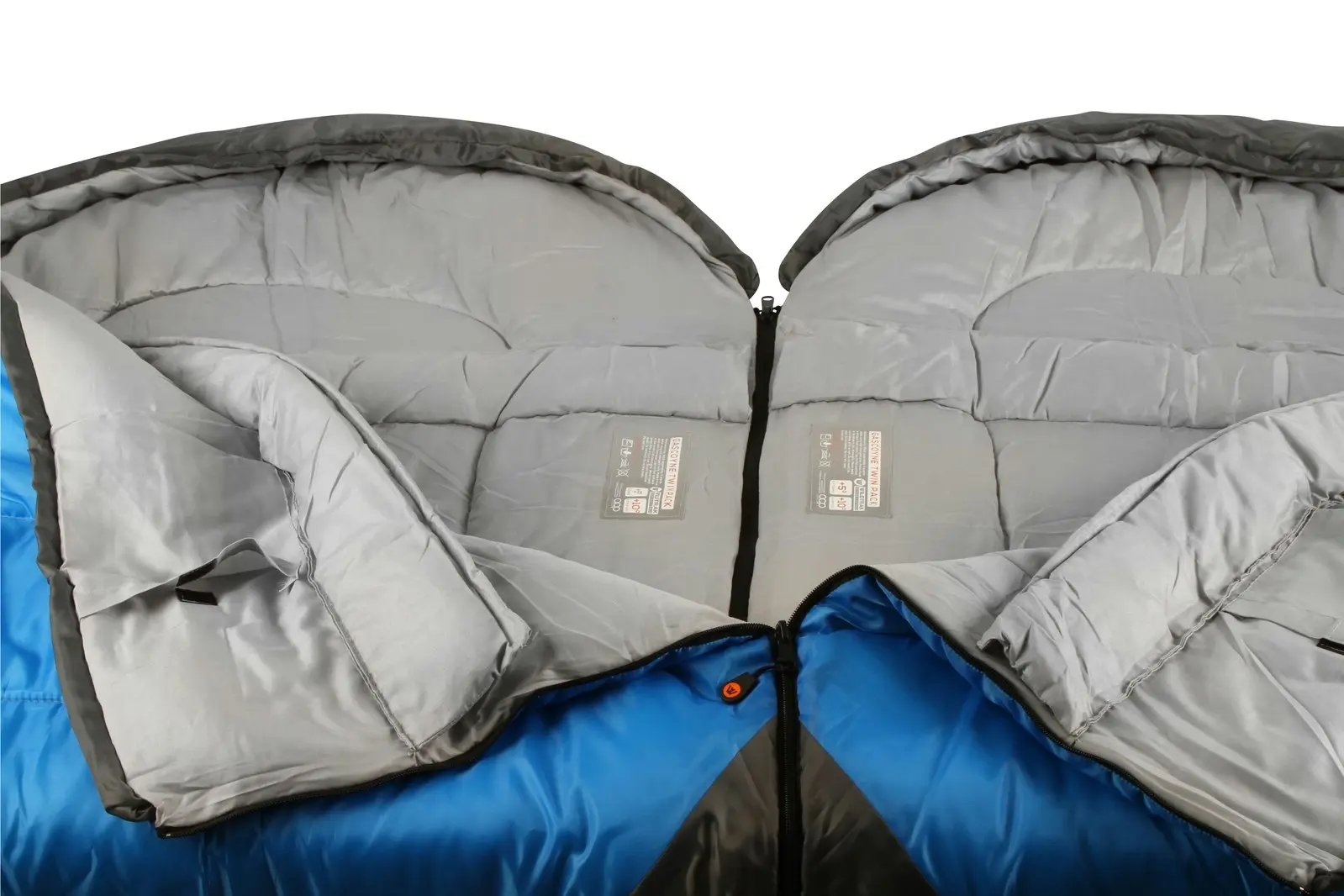 Wildtrak Gascoyne 230x70cm Hooded Twin Sleeping Bags Camping Sleeper Blue/Grey