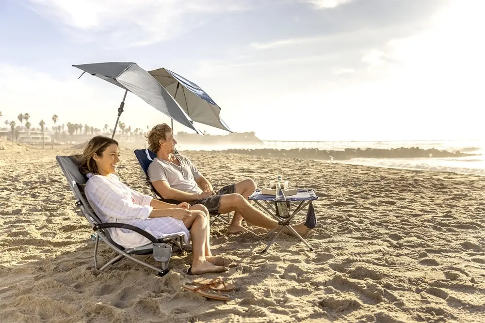 Sport-Brella Adjustable Beach Chair Outdoor Seating w/ UPF50+ Shade Umbrella