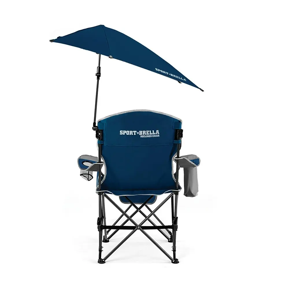 Sport-Brella Adjustable Reclining Chair Outdoor Seating w/ 360° Umbrella Blue