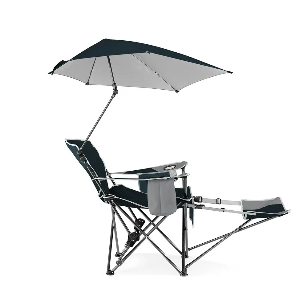 Sport-Brella Adjustable Reclining Chair Outdoor Seating w/ 360° Umbrella Blue