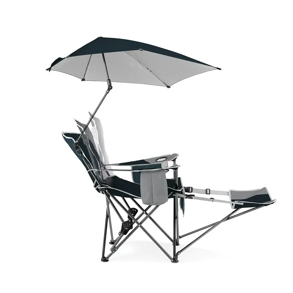 Sport-Brella Adjustable Reclining Chair Outdoor Seating w/ 360° Umbrella Blue