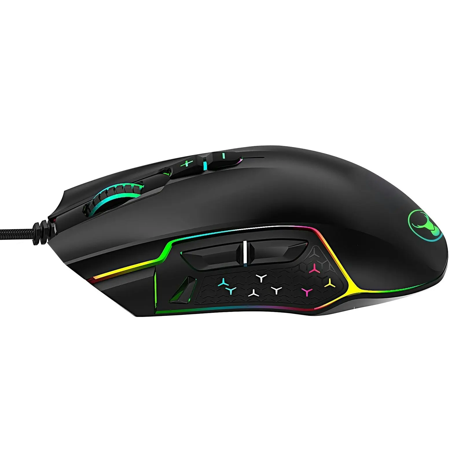 Bonelk X-847T Gaming RGB 8D LED Optical Wired USB Mouse 12000DPI for PC Black