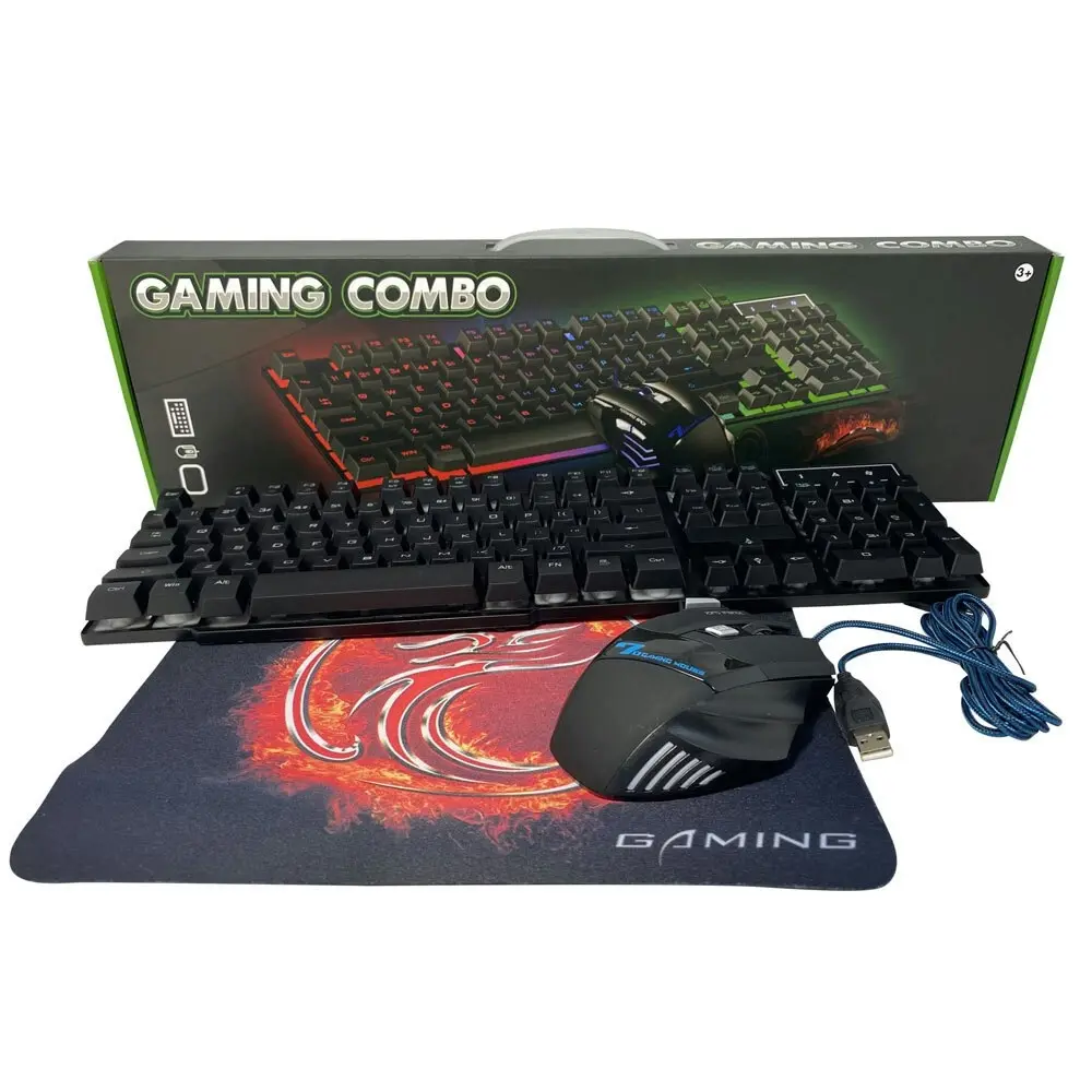 USB Wired Gaming Mouse/Keyboard Combo For Windows/Mac/Computer LED Colour Light