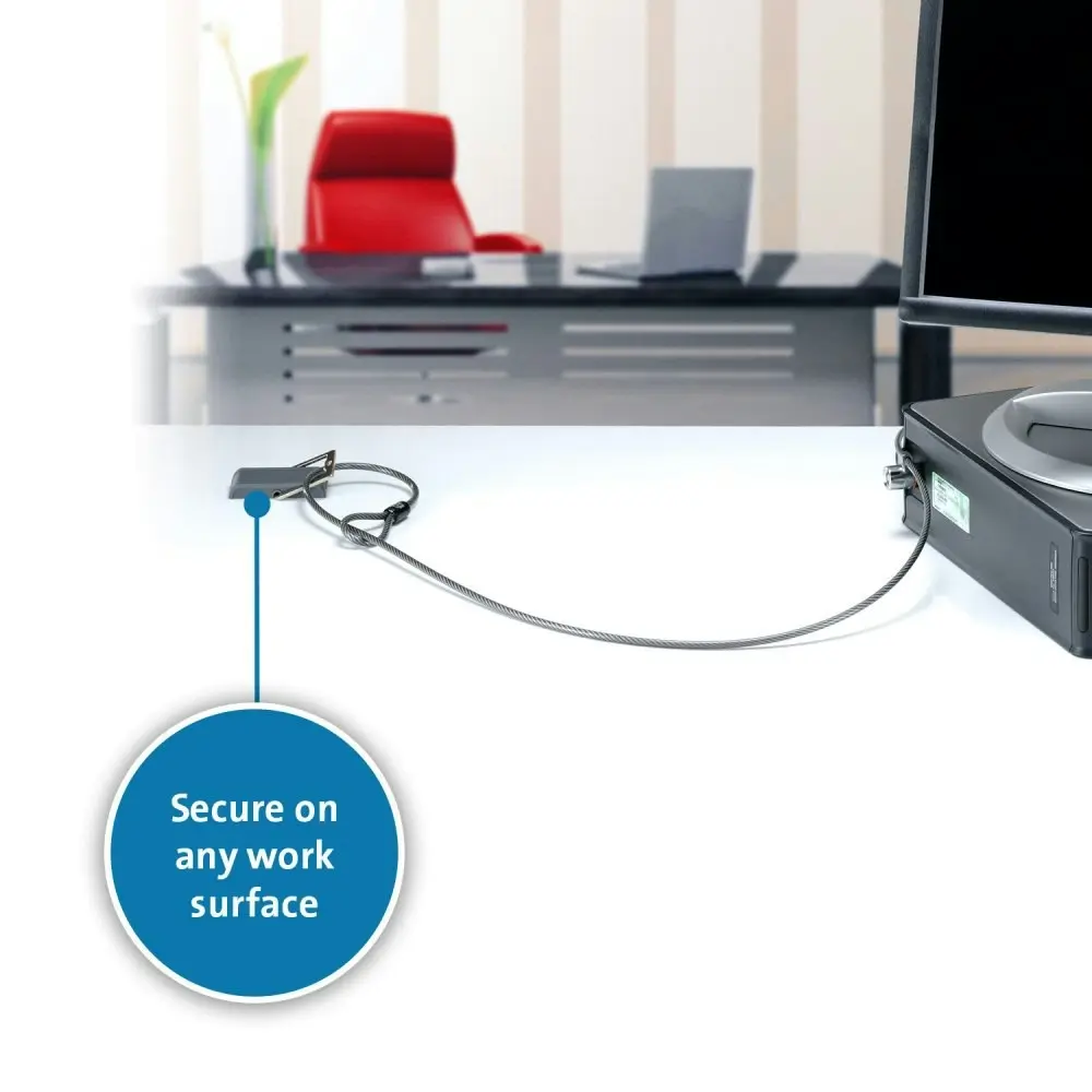 Kensington Table/Desk Mount Security Anchor Point Steel Cable w/ Built-In Slot