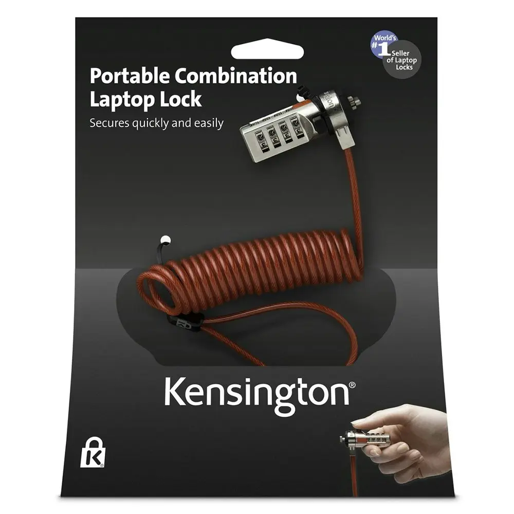 Kensington Portable Combination Carbon Steel Cable Security Lock For Laptop Red