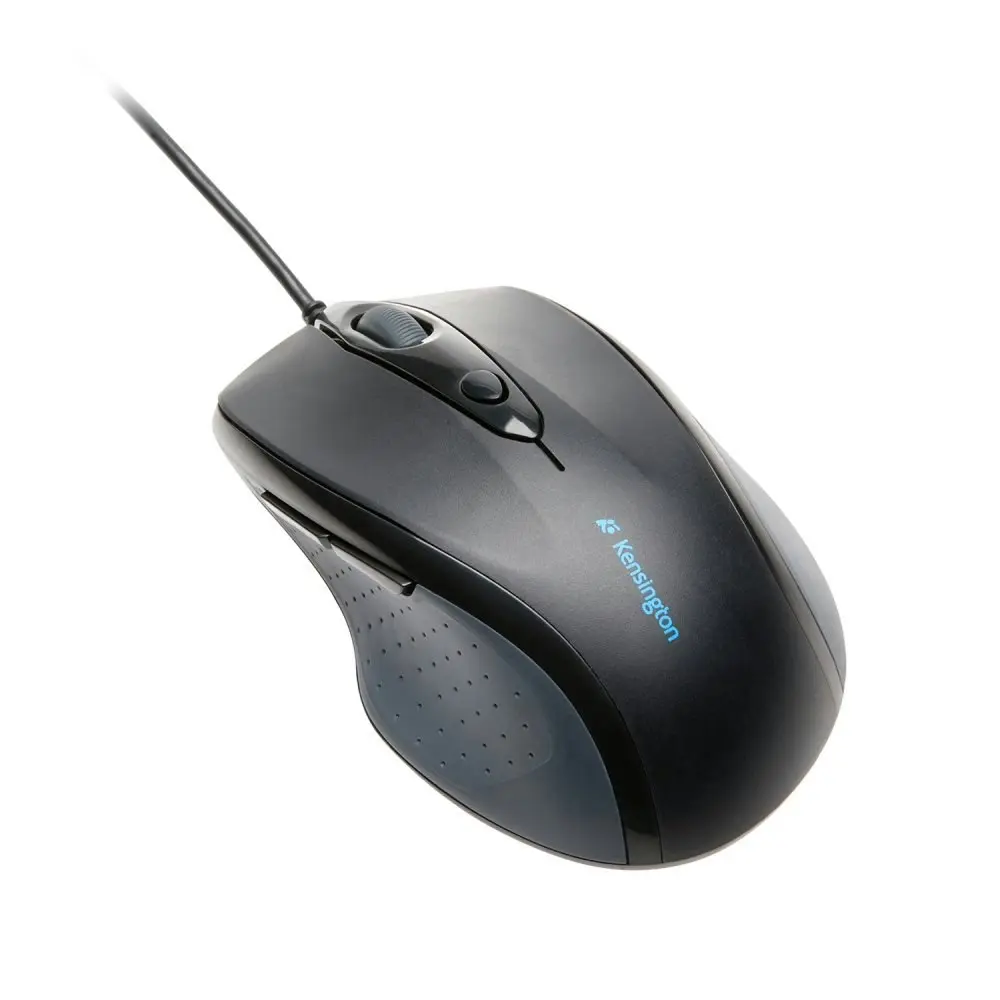 Kensington Pro Fit Wired USB Ergonomic Optical Mouse Full Size For Laptop Black