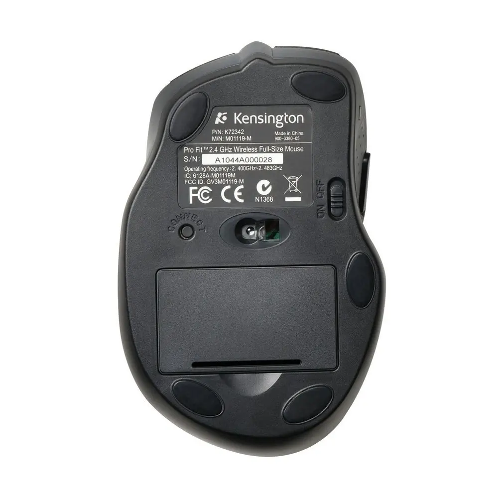 Kensington Pro Fit 2.4GHz Wireless Full Size Optical Mouse For Laptop/PC Black