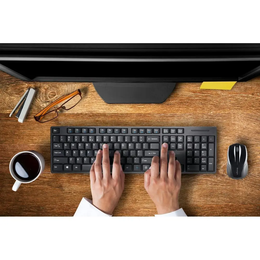 Kensington Pro Fit Low Profile Wireless Keyboard/Mouse Set For Desktop Black