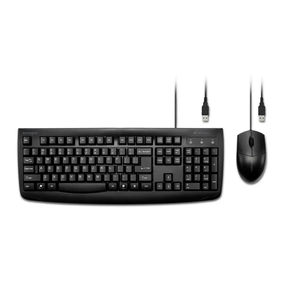 Kensington Profit Washable USB Wired Keyboard/Mouse Set For Desktop/Laptop Black