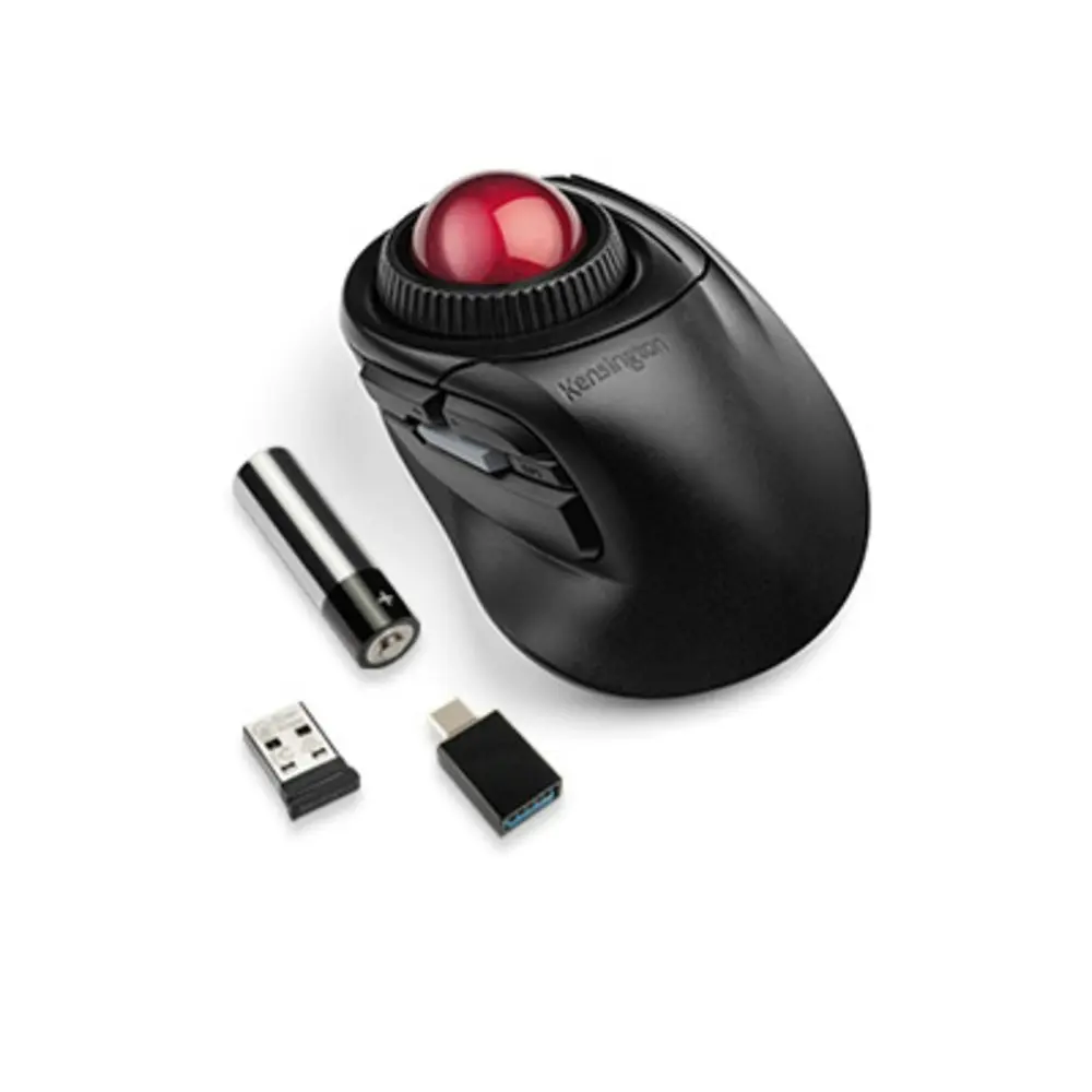 Kensington Orbit Fusion Wireless 2.4GHz Trackball Mouse For Laptop/PC Black/Red