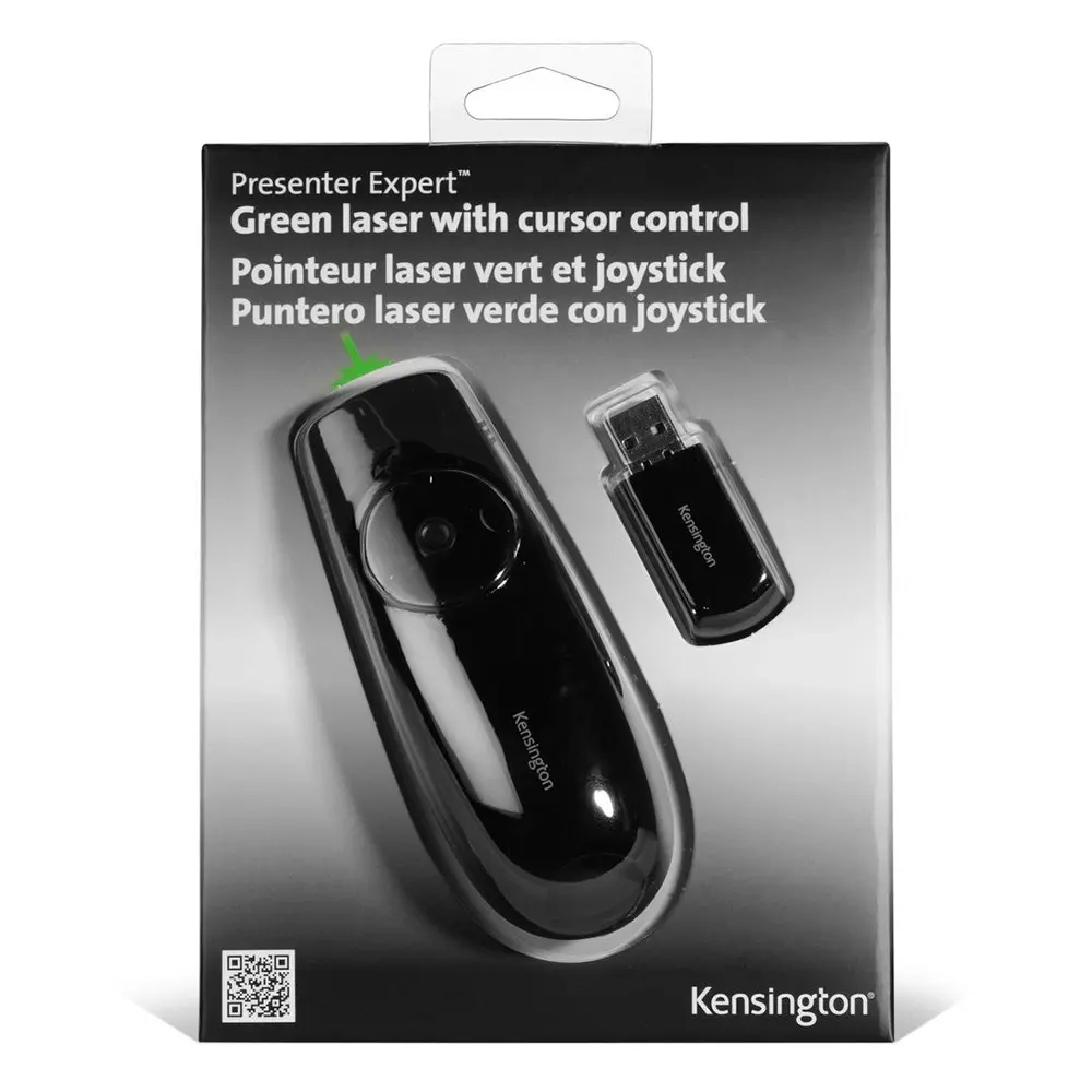 Kensington Wireless Presenter Expert Green Laser Remote w/ USB Receiver Black