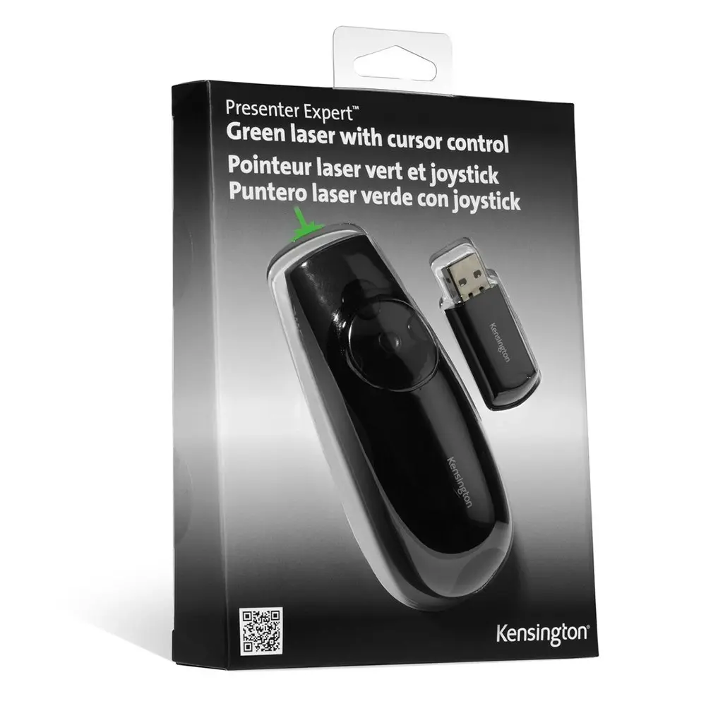 Kensington Wireless Presenter Expert Green Laser Remote w/ USB Receiver Black