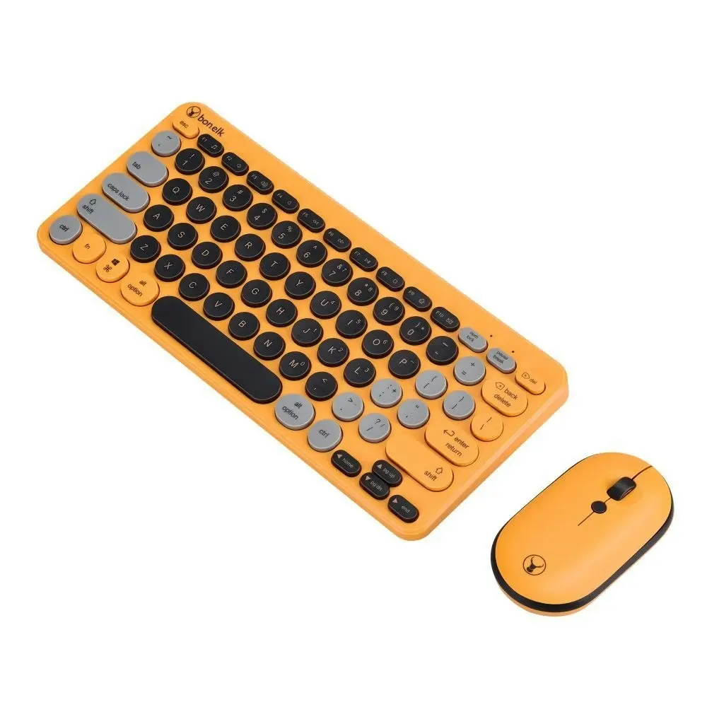 Bonelk KM-383 USB Wireless Keyboard & Mouse 1800DPI Combo For Laptop/PC Orange