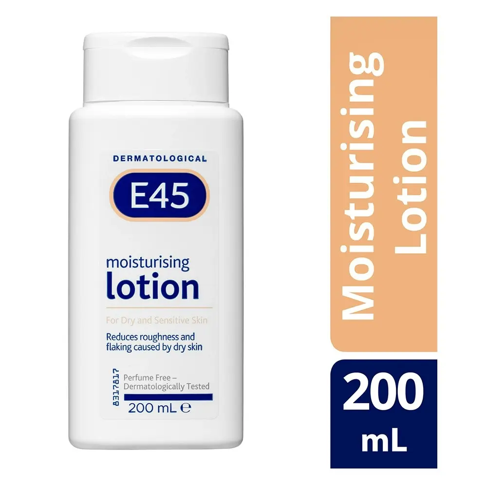 E45 Moisturising Lotion 200ml Care f/ Dry/Sensitive Skin Body/Face/Hands