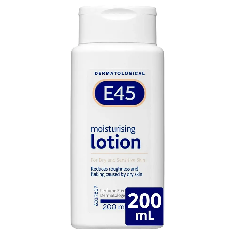 E45 Moisturising Lotion 200ml Care f/ Dry/Sensitive Skin Body/Face/Hands