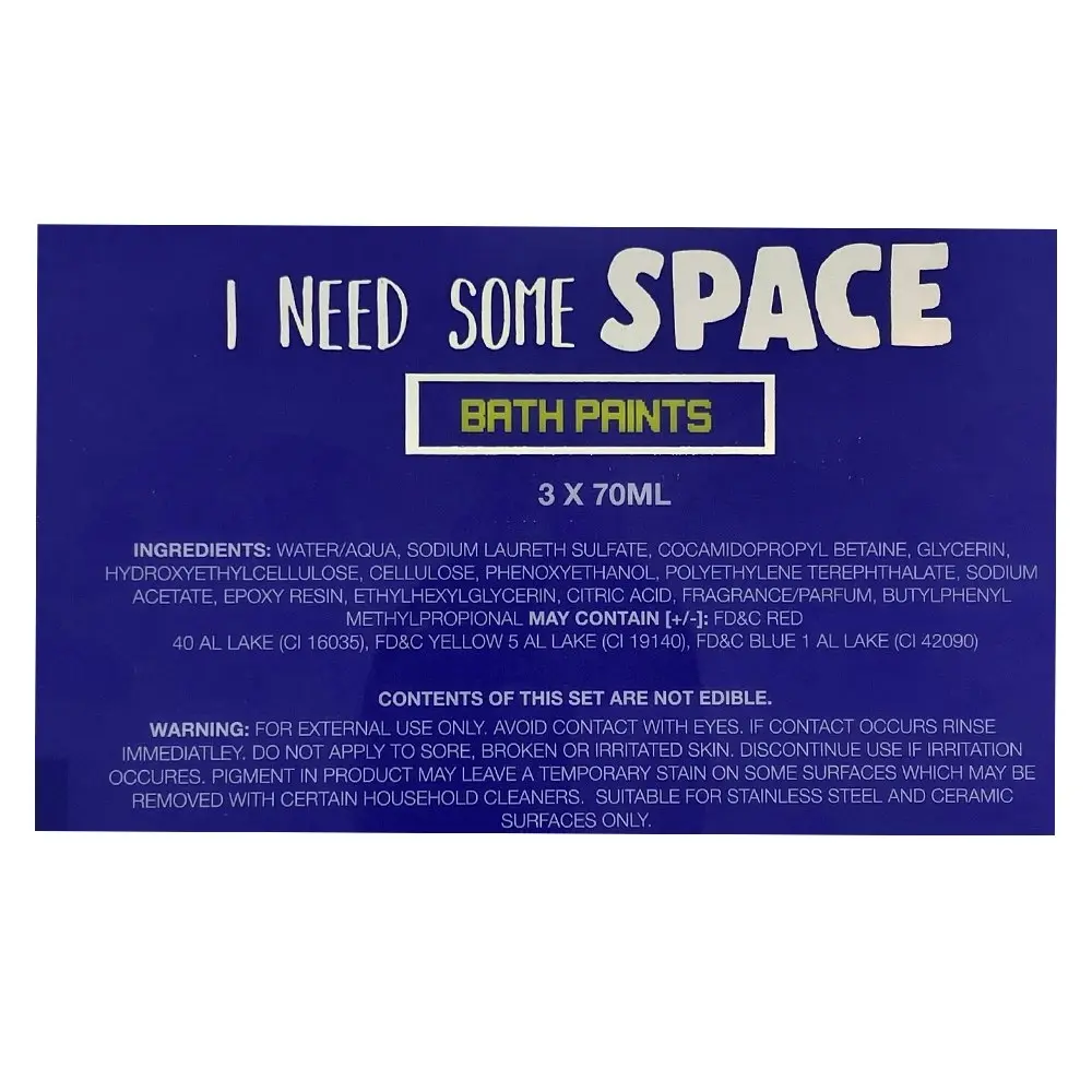 3pc 70ml I Need Some Space Kids/Children Bath Tile/Tub Water Play Colour Paints