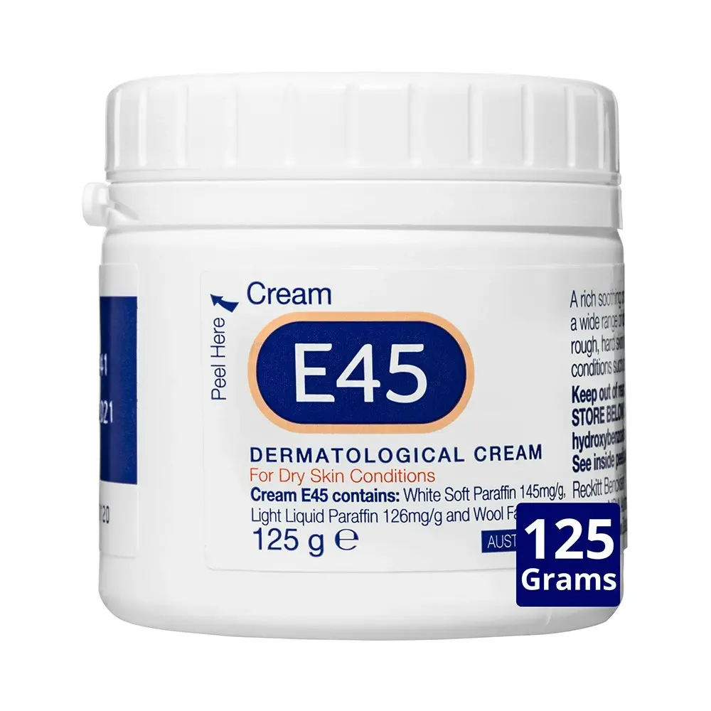 E45 Cream/Care For Dry Skin Tub 125g Body/Hands Non-Greasy/Soothing/Softening