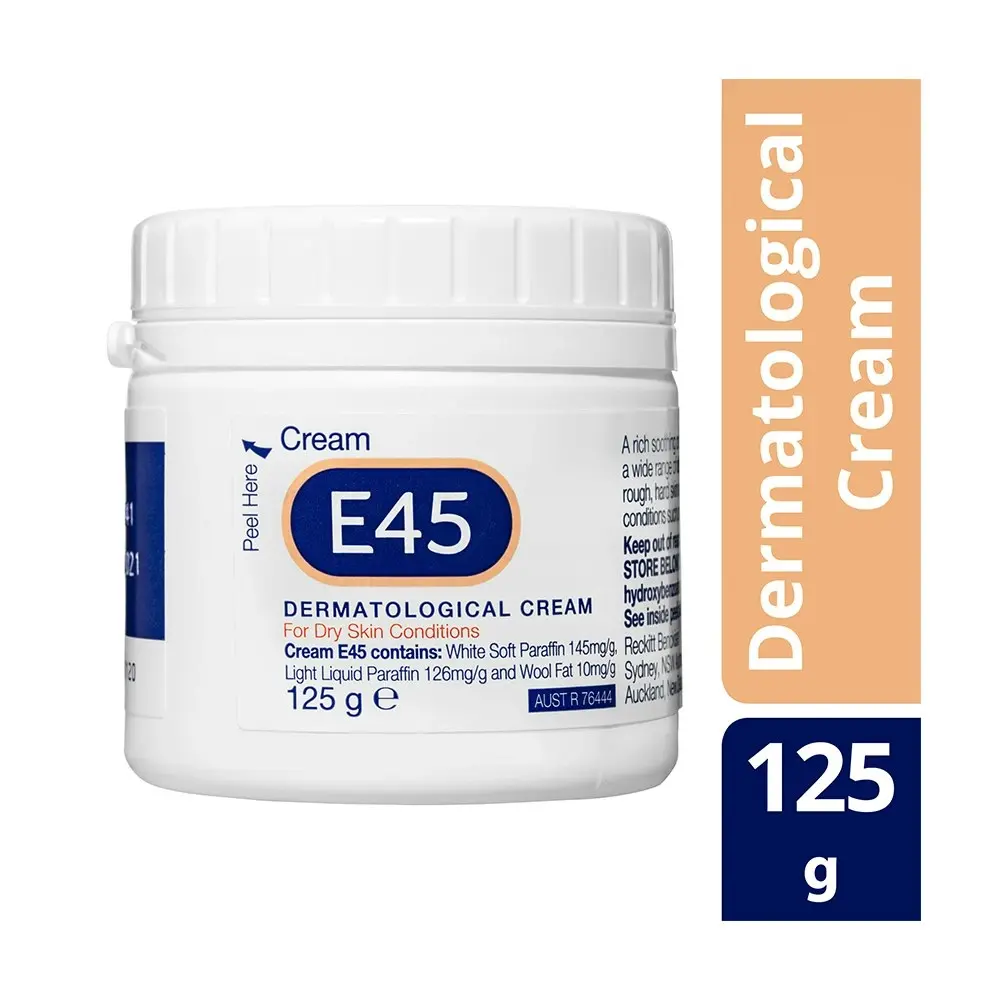 E45 Cream/Care For Dry Skin Tub 125g Body/Hands Non-Greasy/Soothing/Softening